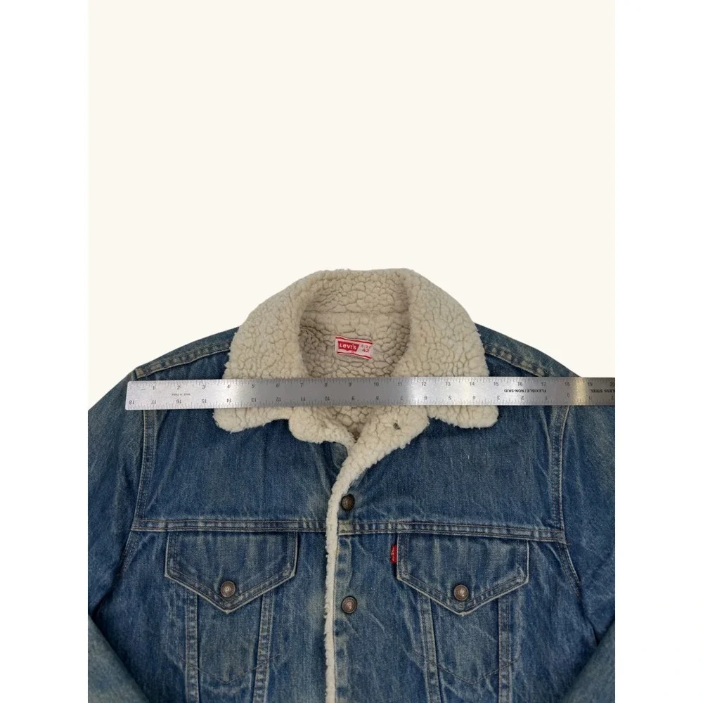 Vintage Levis Sherpa Lined Denim Trucker Jacket Mens 42 Blue Jean Coat 70608